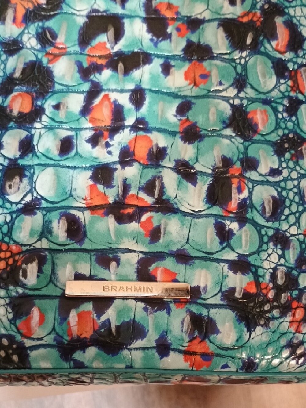 Brahmin Katie Turquoise Multicolor Croc-Embossed Crossbody - Picture 2 of 9
